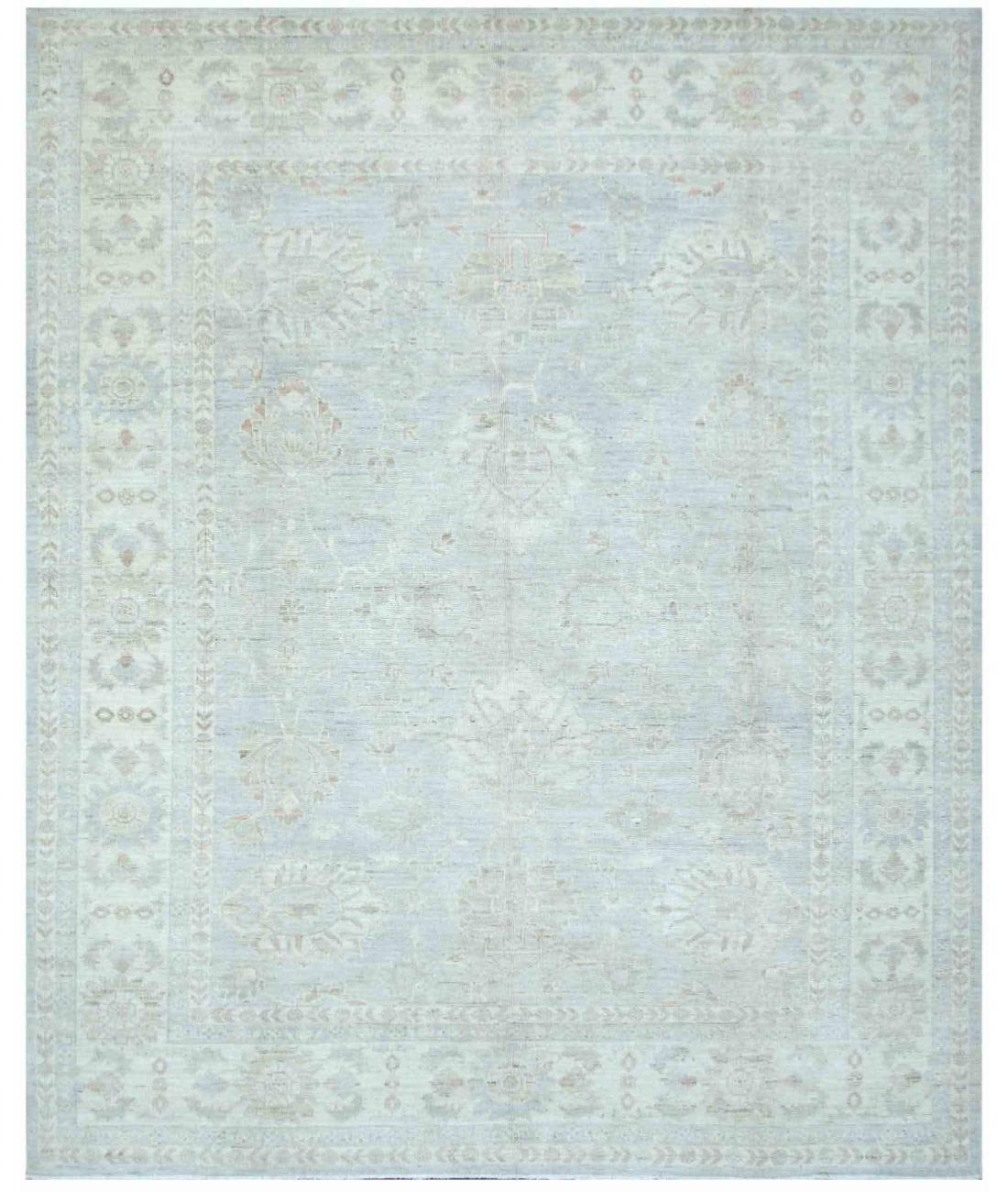 Hand Knotted Oushak Wool Rug - 9'8'' x 12'2'' 9' 8" X 12' 2" ( 295 X 371 ) / Grey / Ivory