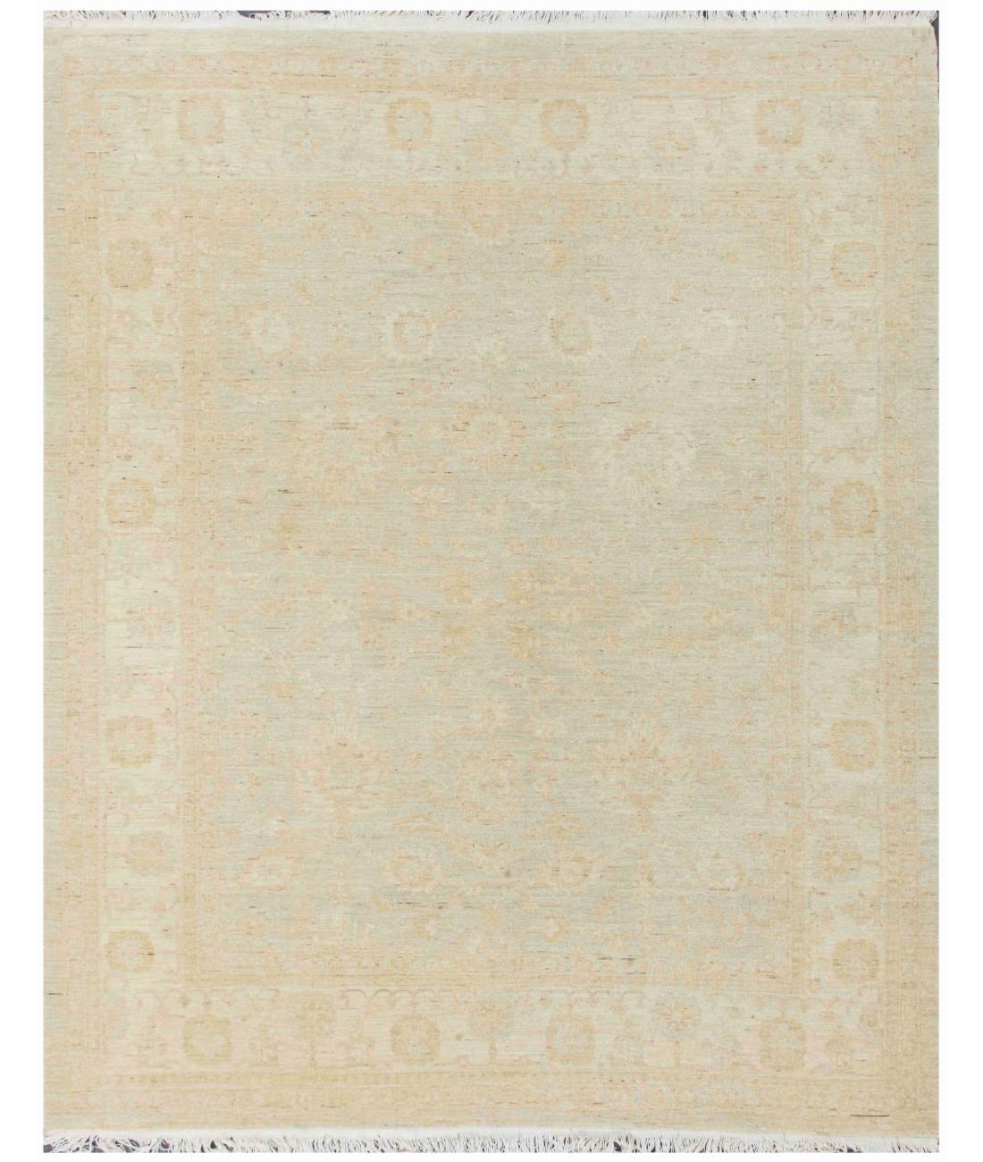 Hand Knotted Farhan Wool Rug - 8'0'' x 9'11'' 8' 0" X 9' 11" ( 244 X 302 ) / Grey / Ivory