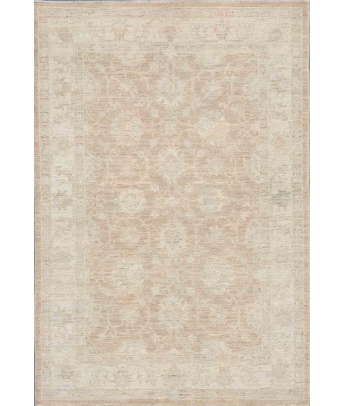 Hand Knotted Farhan Wool Rug - 4'1'' x 6'0'' 4' 1" X 6' 0" ( 124 X 183 ) / Taupe / Ivory