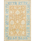 Hand Knotted Farhan Wool Rug - 3'10'' x 5'10'' 3' 10" X 5' 10" ( 117 X 178 ) / Taupe / Blue