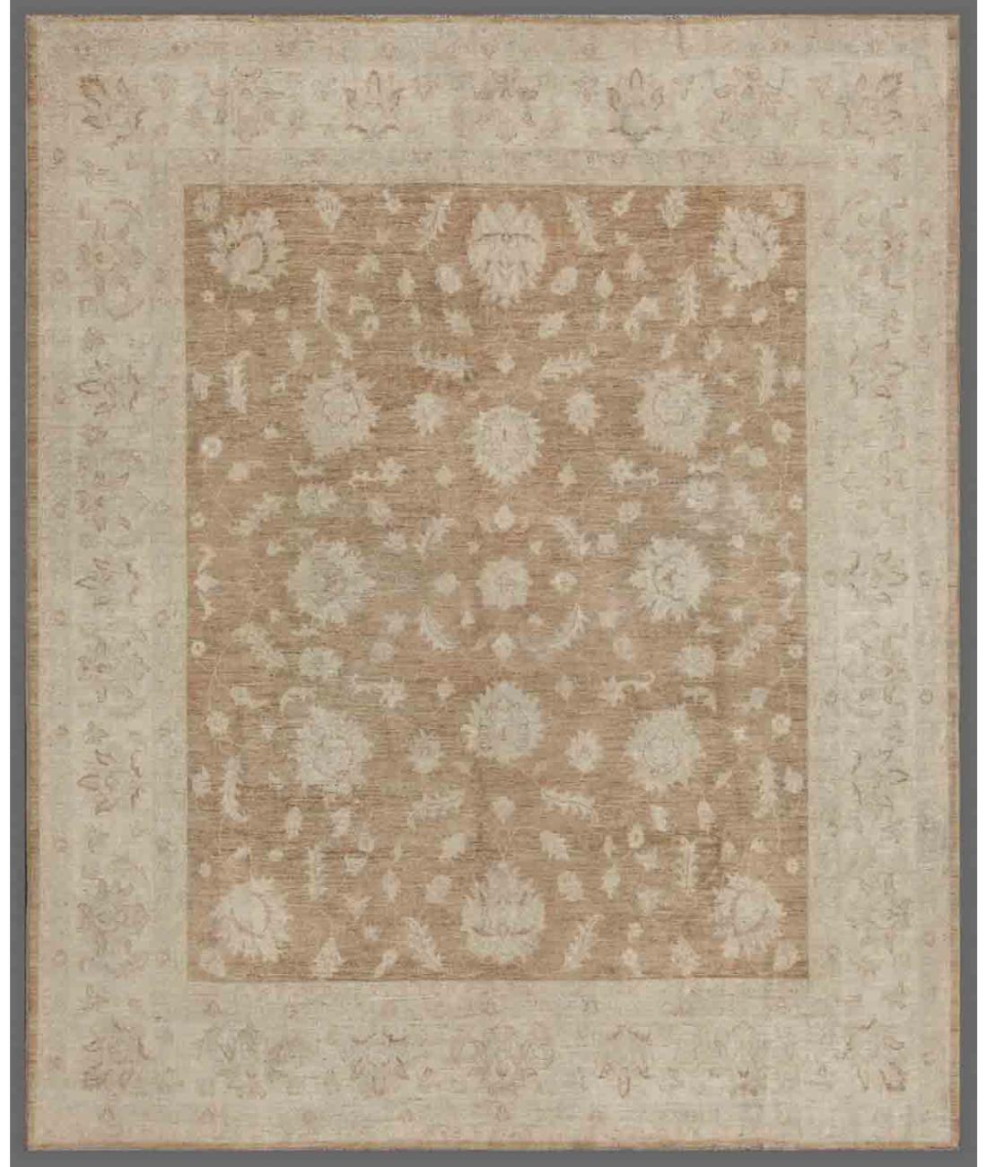 Hand Knotted Serenity Wool Rug - 8'1'' x 9'8'' 8' 1" X 9' 8" ( 246 X 295 ) / Brown / Ivory