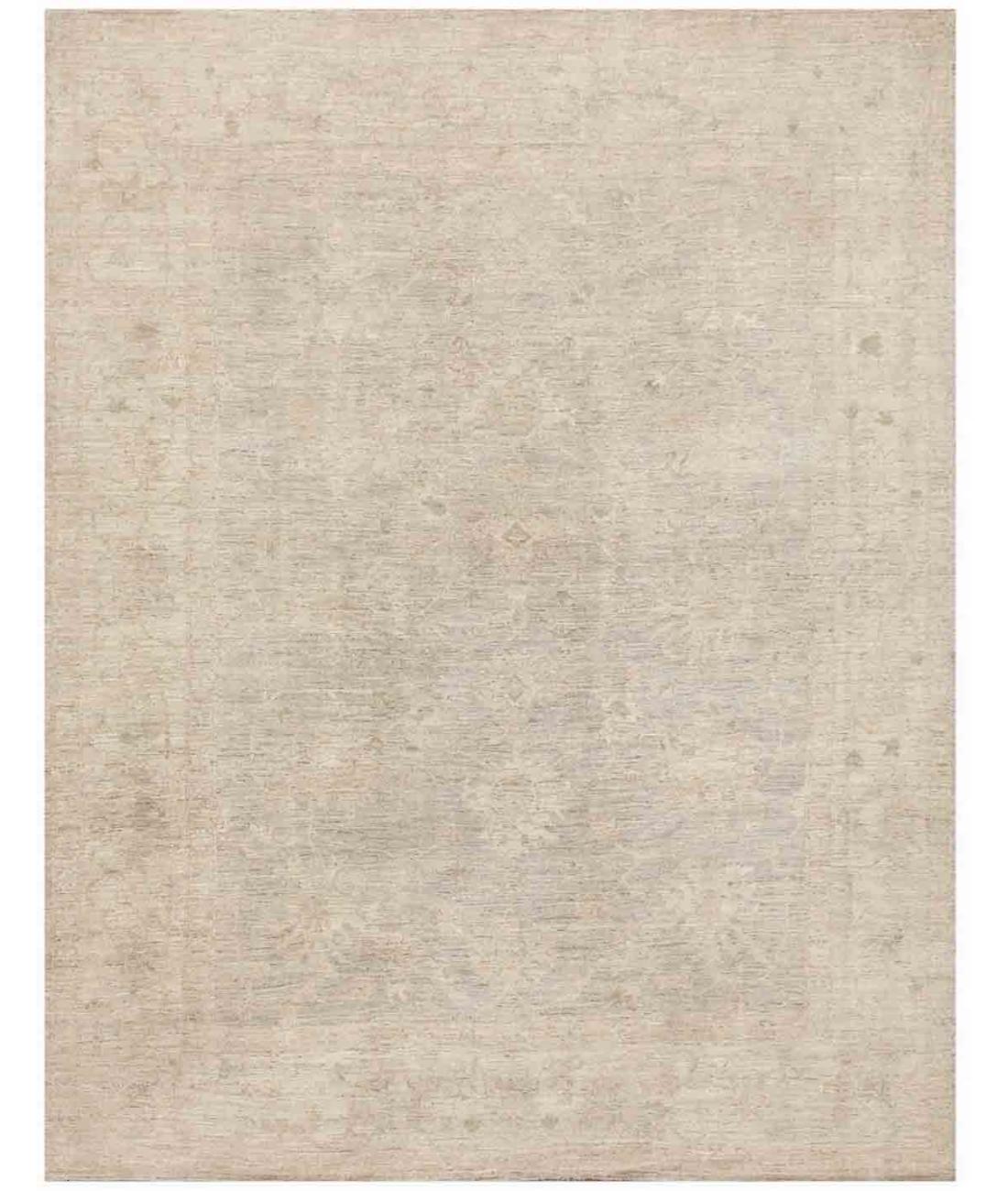 Hand Knotted Oushak Wool Rug - 9'0'' x 11'4'' 9' 0" X 11' 4" ( 274 X 345 ) / Grey / Ivory