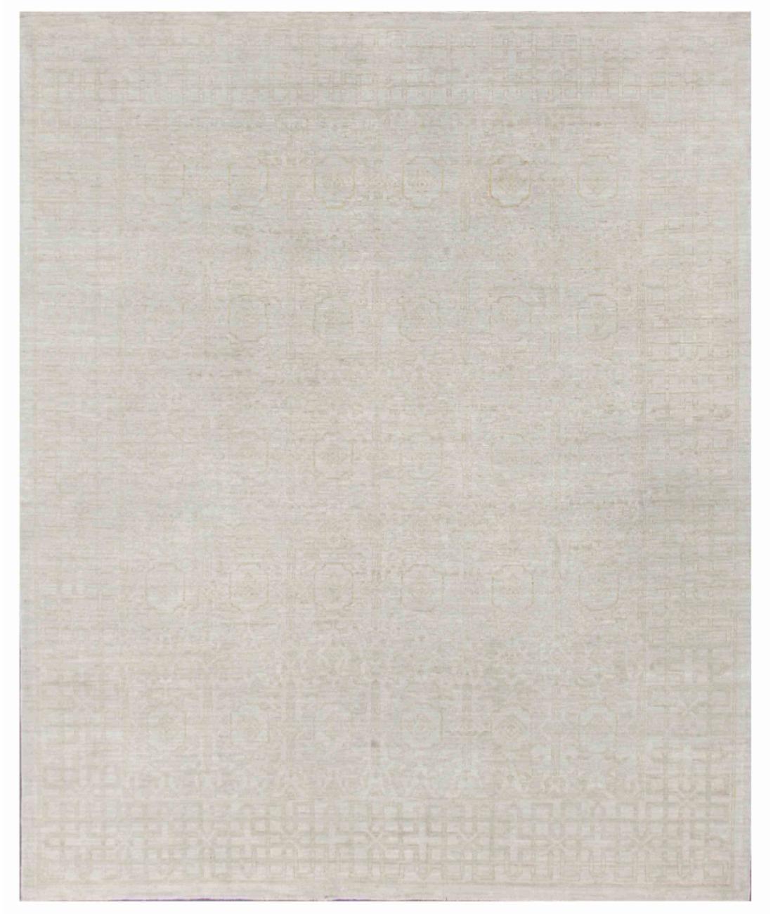 Hand Knotted Khotan Wool Rug - 8'1'' x 9'10'' 8' 1" X 9' 10" ( 246 X 300 ) / Ivory / Ivory