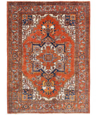 Hand Knotted Nomadic Caucasian Humna Wool Rug - 5'2'' x 7'0'' 5' 2" X 7' 0" ( 157 X 213 ) / Rust / Blue