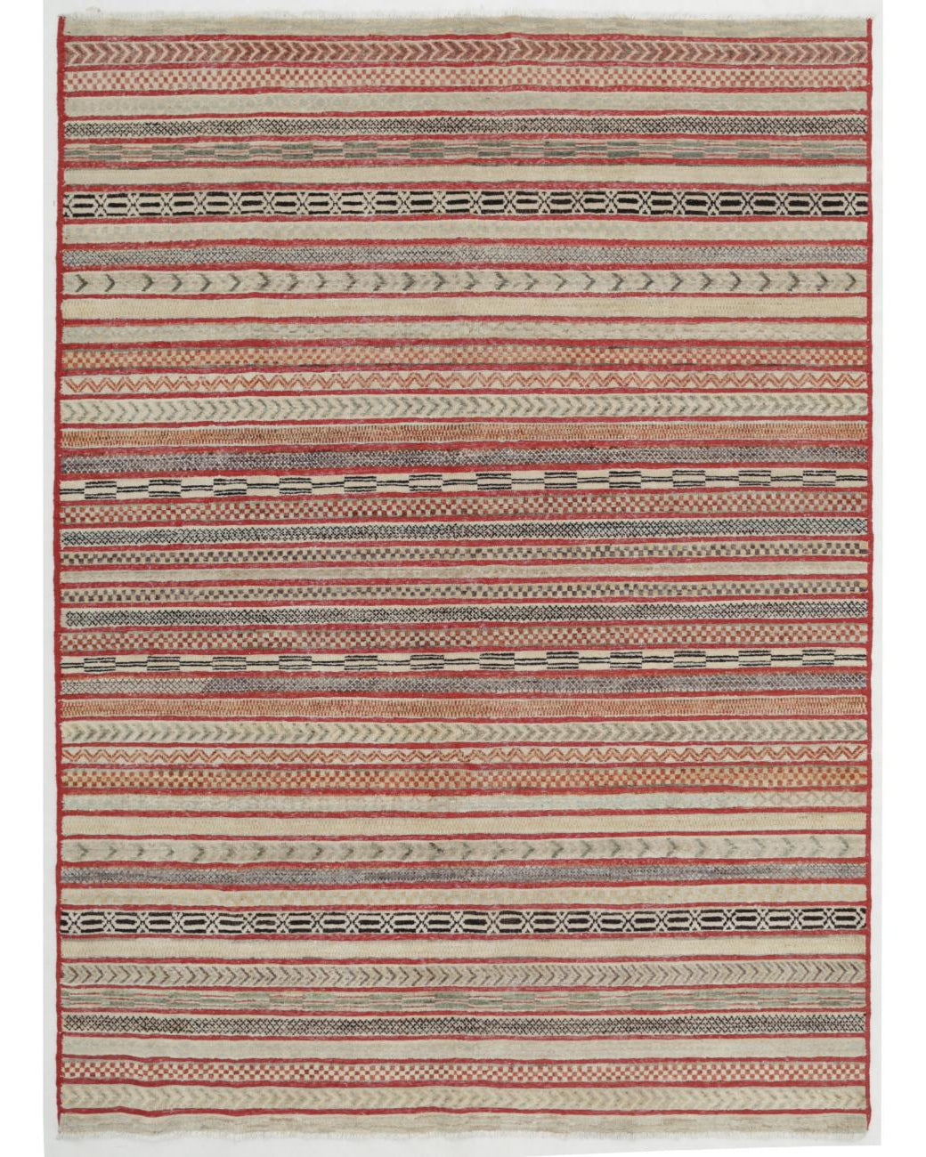 Hand Knotted Berjesta Wool Rug - 5'8'' x 7'9'' 5' 8" X 7' 9" ( 173 X 236 ) / Red / Ivory