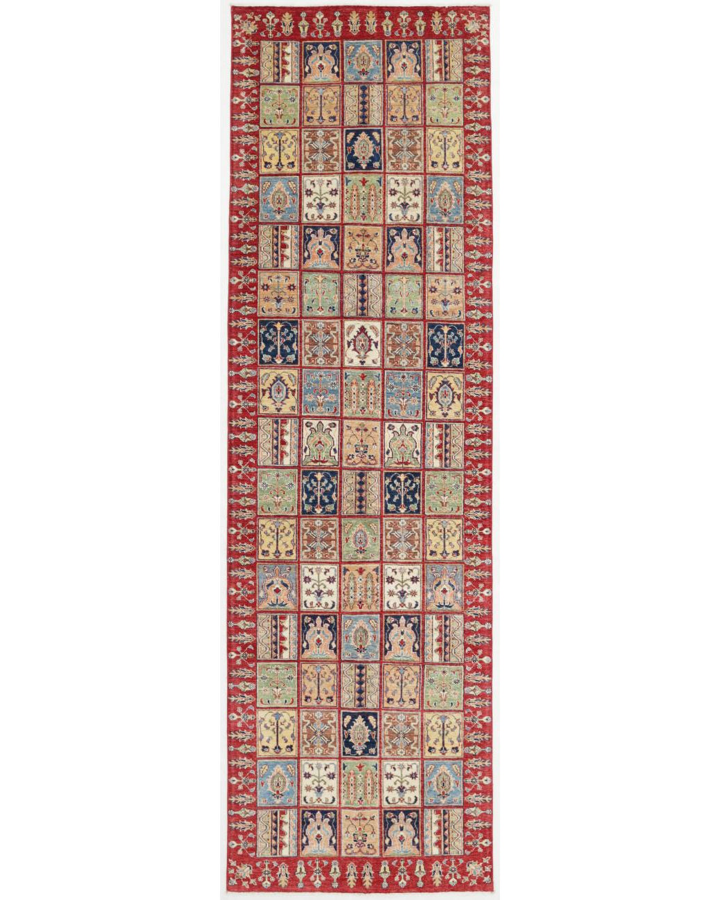 Hand Knotted Bakhtiari Wool Rug - 4'0'' x 14'0'' 4' 0" X 14' 0" ( 122 X 427 ) / Multi / Red