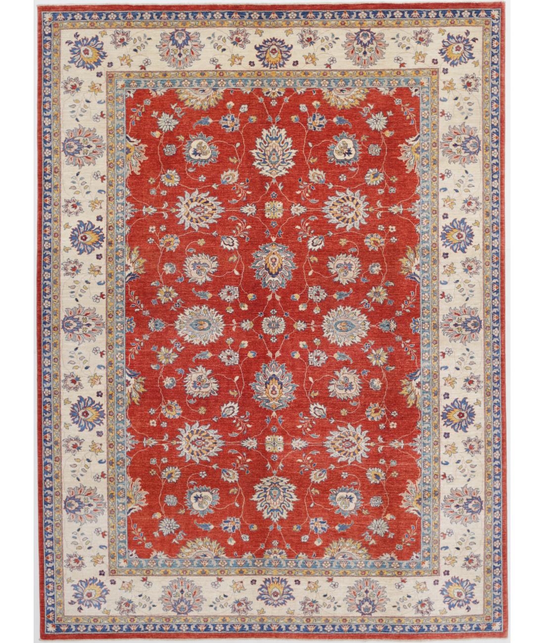 Hand Knotted Ziegler Farhan Wool Rug - 8'10'' x 12'1'' 8' 10" X 12' 1" ( 269 X 368 ) / Red / Ivory