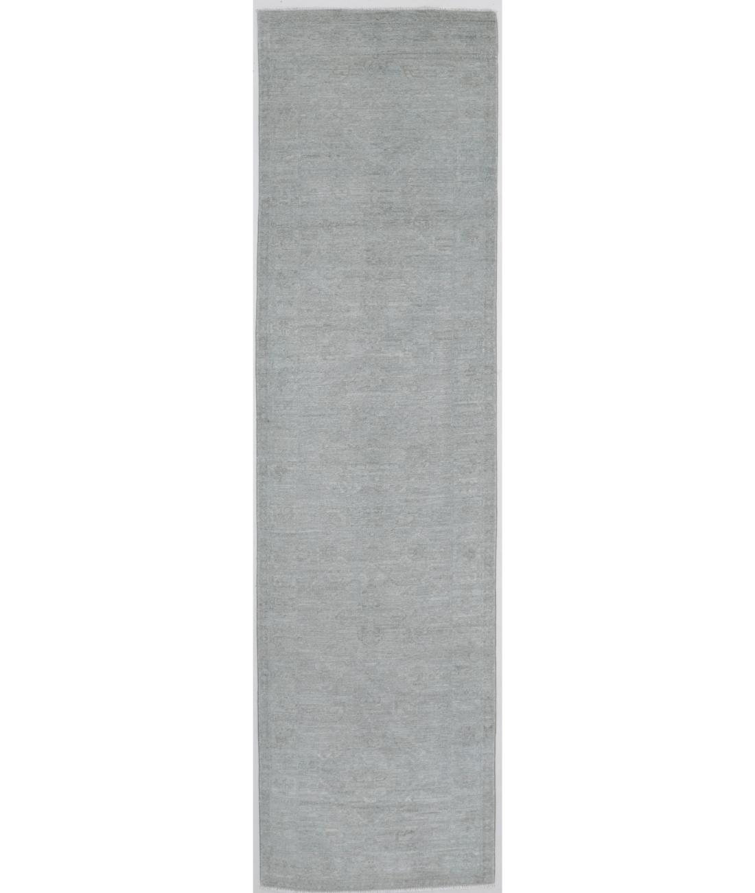 Hand Knotted Overdye Wool Rug - 2'10'' x 11'10'' 2' 10" X 11' 10" ( 86 X 361 ) / Blue / Blue