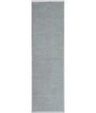 Hand Knotted Overdye Wool Rug - 2'7'' x 9'8'' 2' 7" X 9' 8" ( 79 X 295 ) / Blue / Blue