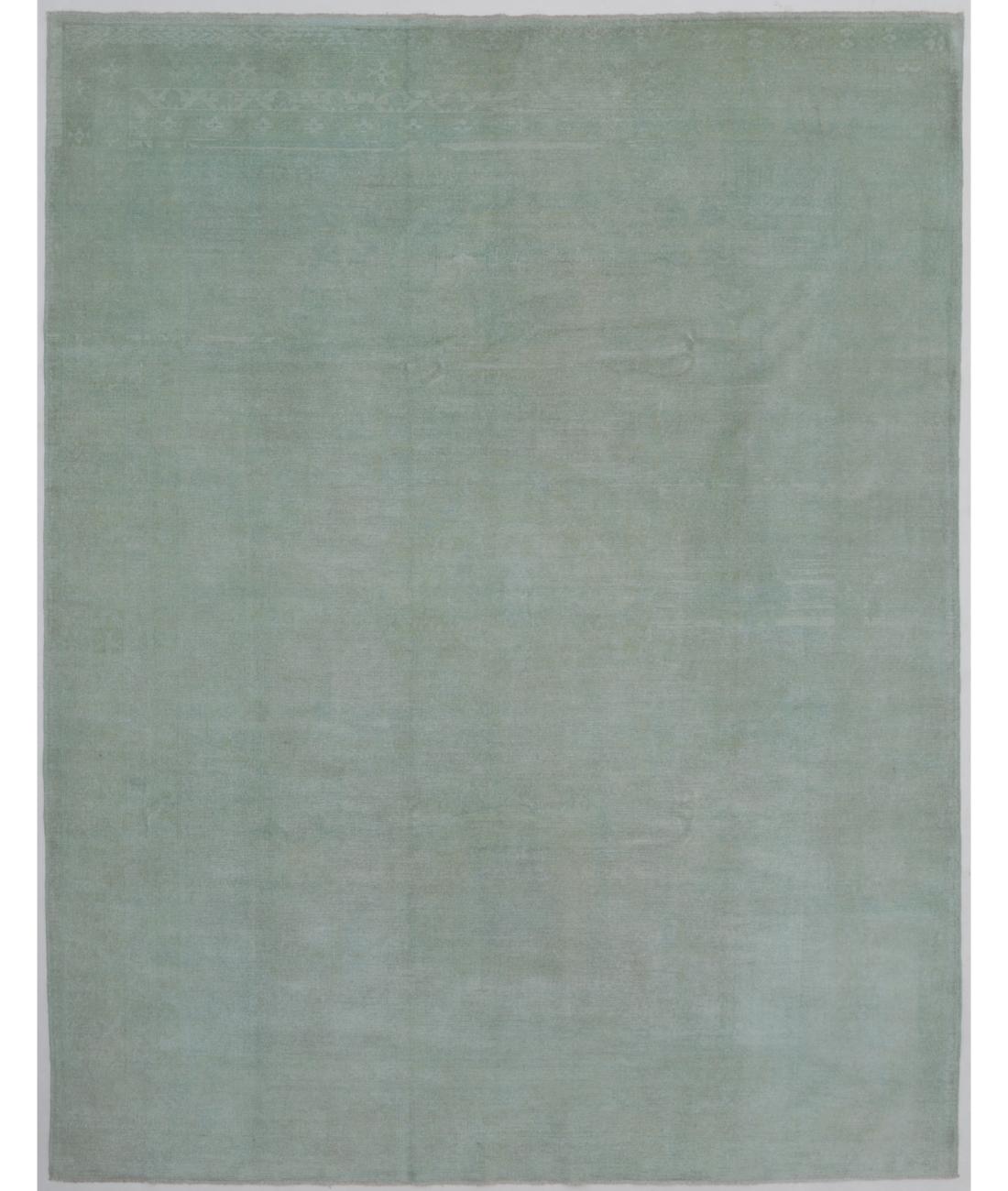 Hand Knotted Overdye Wool Rug - 8'11'' x 11'5'' 8' 11" X 11' 5" ( 272 X 348 ) / Green / Silver