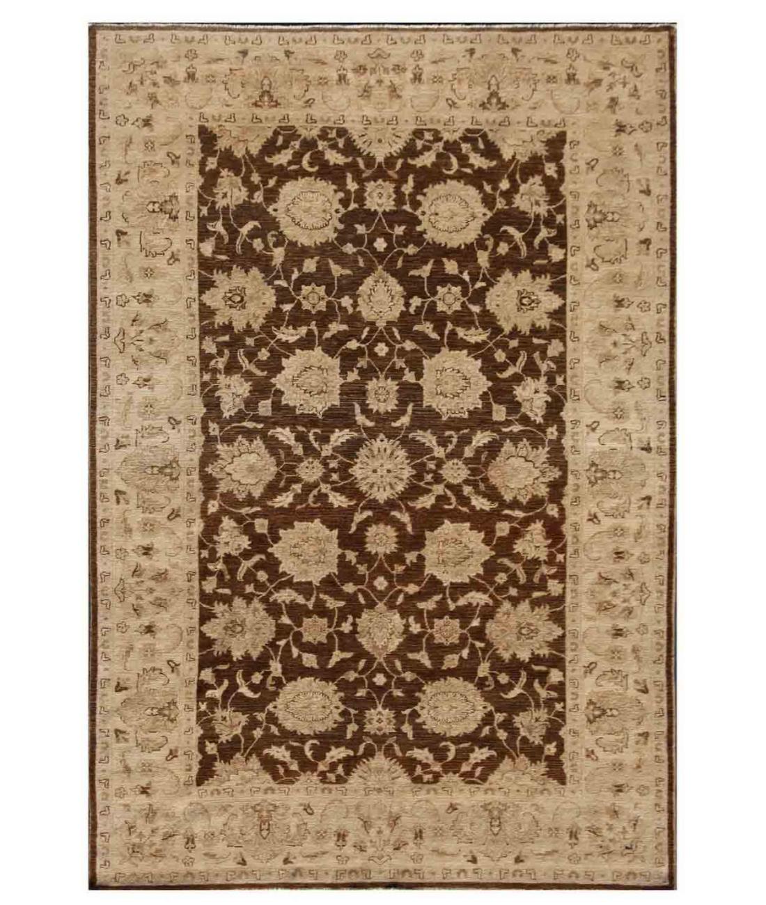 Hand Knotted Serenity Wool Rug - 6'7'' x 9'7'' 6' 7" X 9' 7" ( 201 X 292 ) / Brown / Ivory