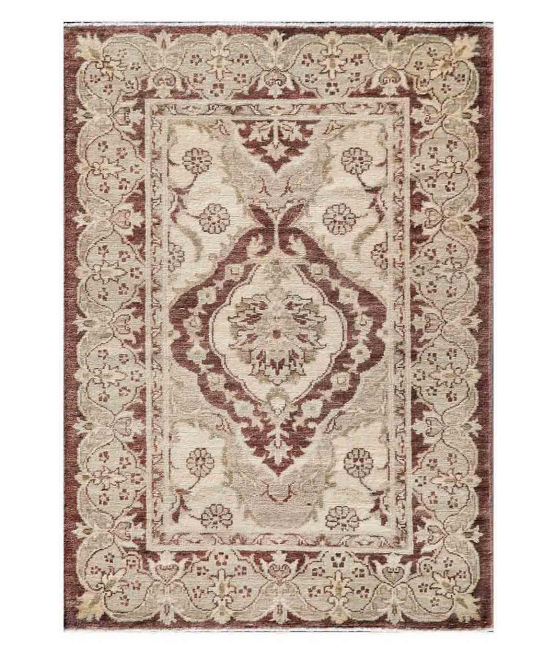 Hand Knotted Ziegler Farhan Wool Rug - 2'8'' x 3'8'' 2' 8" X 3' 8" ( 81 X 112 ) / Ivory / Brown