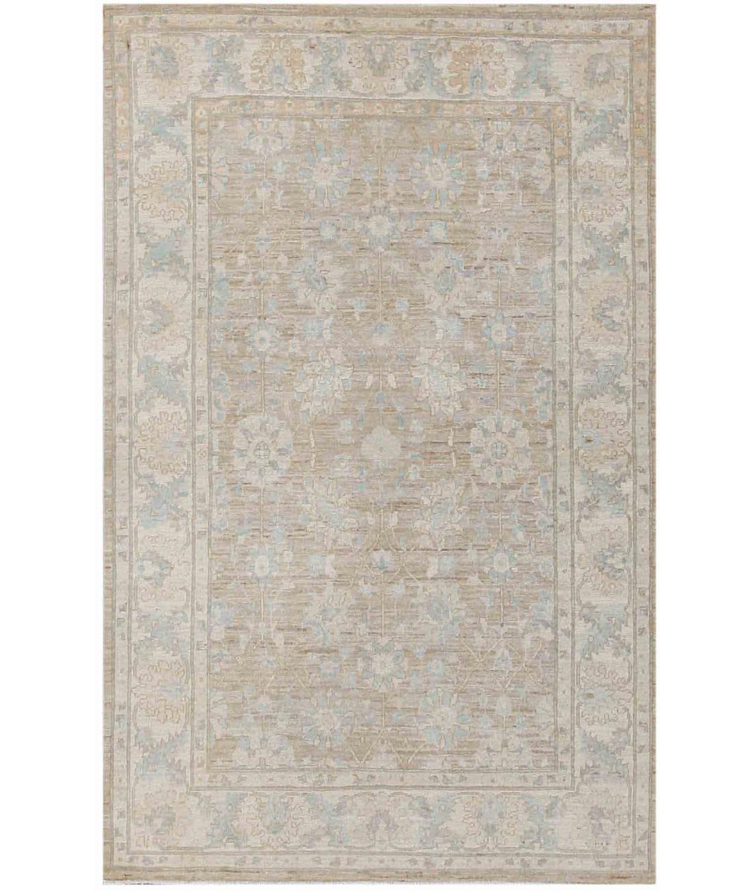 Hand Knotted Serenity Wool Rug - 3'11'' x 5'11'' 3' 11" X 5' 11" ( 119 X 180 ) / Brown / Ivory
