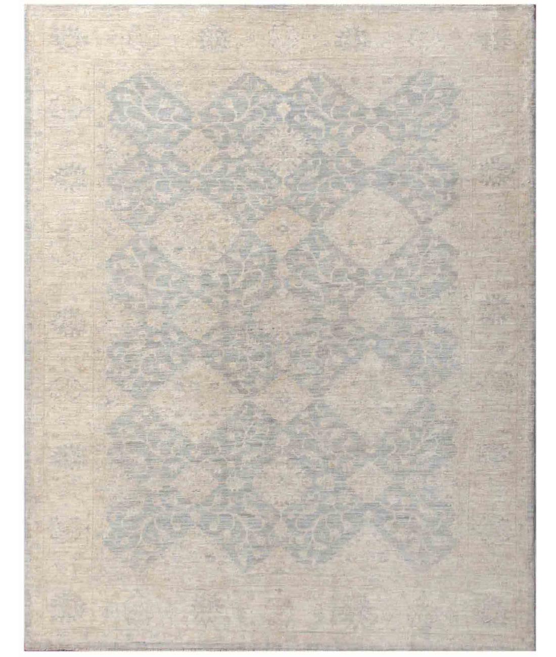 Hand Knotted Fine Serenity Wool Rug - 6'4'' x 8'0'' 6' 4" X 8' 0" ( 193 X 244 ) / Blue / Ivory