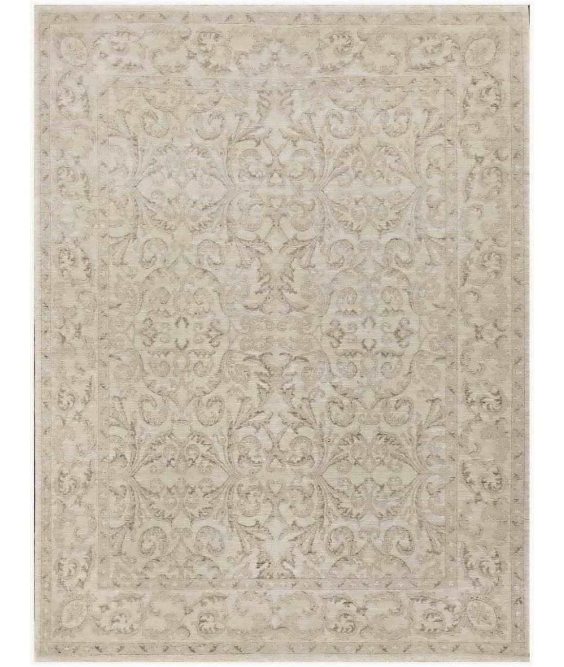 Hand Knotted Fine Serenity Wool Rug - 9'1'' x 11'10'' 9' 1" X 11' 10" ( 277 X 361 ) / Ivory / Grey