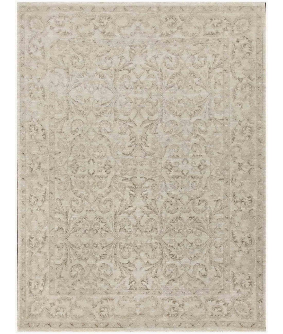 Hand Knotted Fine Serenity Wool Rug - 9'1'' x 11'10'' 9' 1" X 11' 10" ( 277 X 361 ) / Ivory / Grey