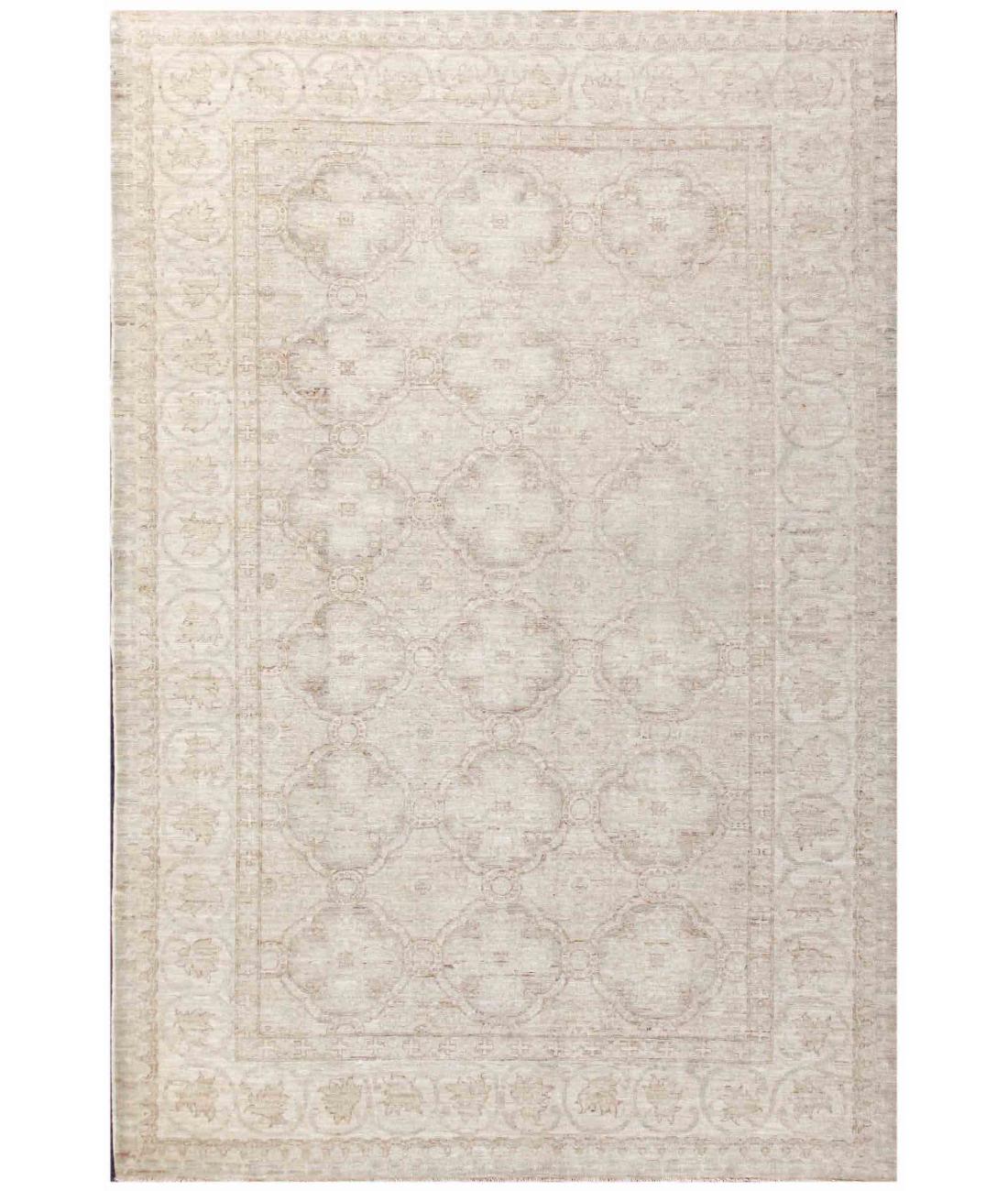 Hand Knotted Fine Serenity Wool Rug - 6'2'' x 9'3'' 6' 2" X 9' 3" ( 188 X 282 ) / Grey / Ivory
