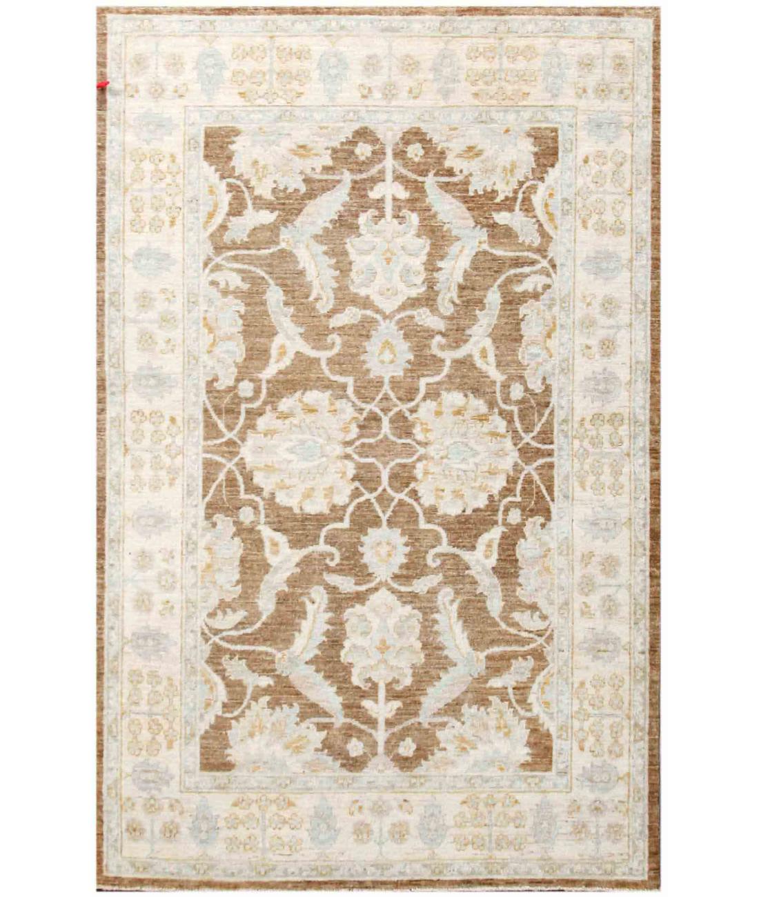 Hand Knotted Serenity Wool Rug - 4'1'' x 6'3'' 4' 1" X 6' 3" ( 124 X 191 ) / Taupe / Ivory
