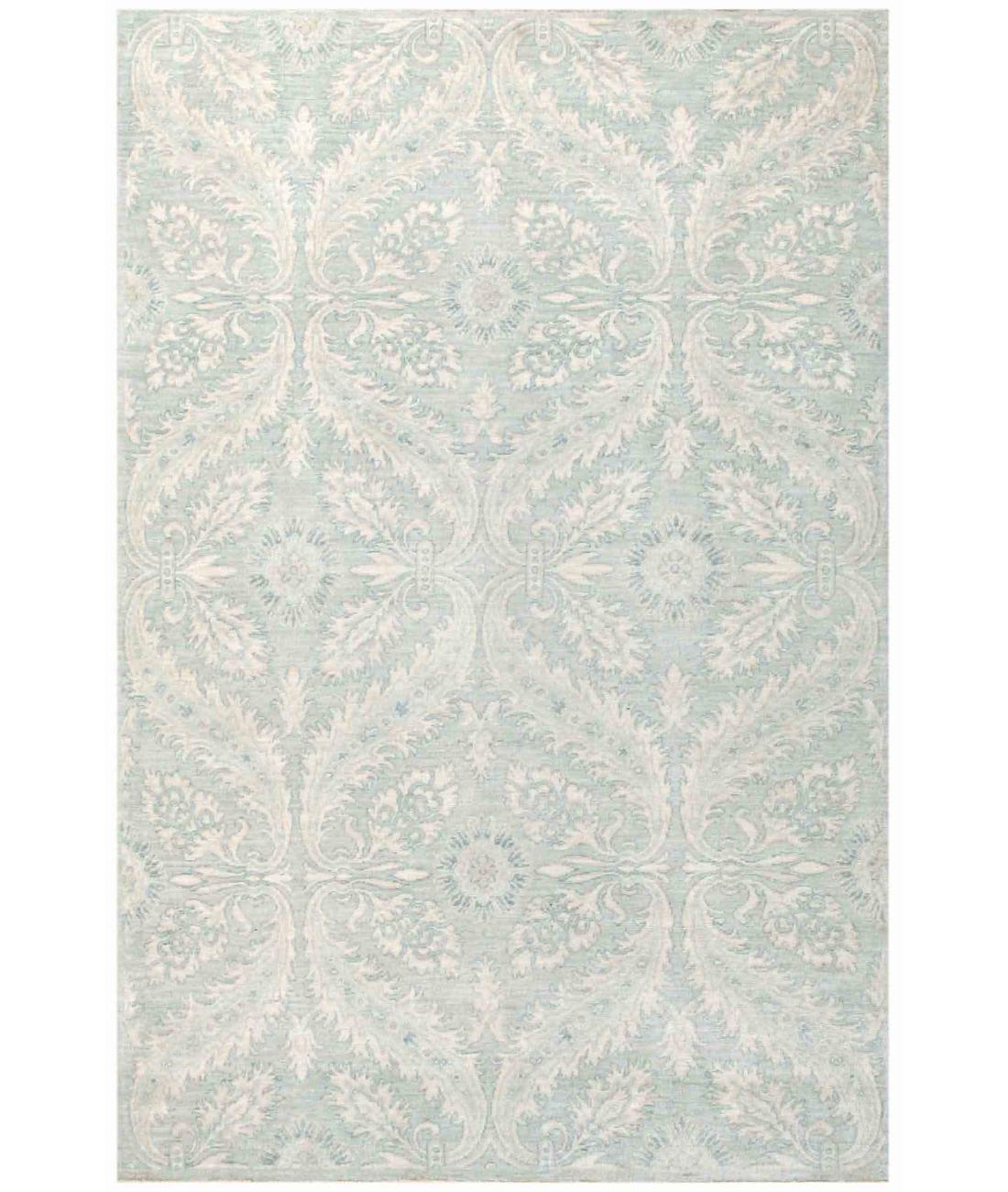 Hand Knotted Artemix Wool Rug - 5'0'' x 7'3'' 5' 0" X 7' 3" ( 152 X 221 ) / Ivory / Blue
