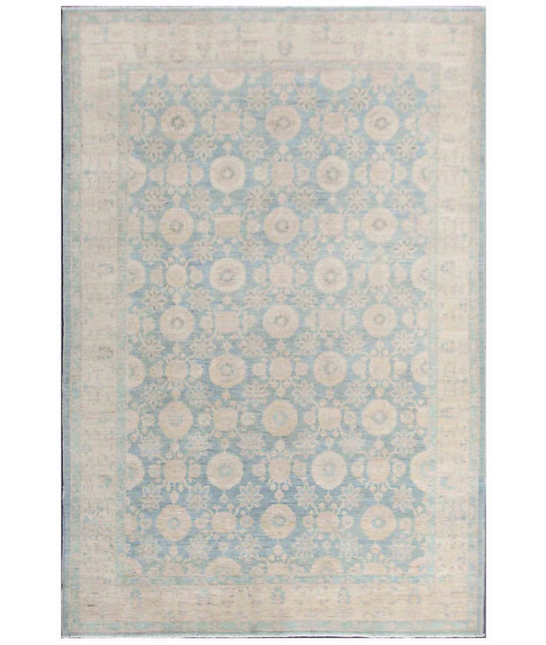 Hand Knotted Fine Serenity Wool Rug - 6'0'' x 8'9'' 6' 0" X 8' 9" ( 183 X 267 ) / Blue / Ivory