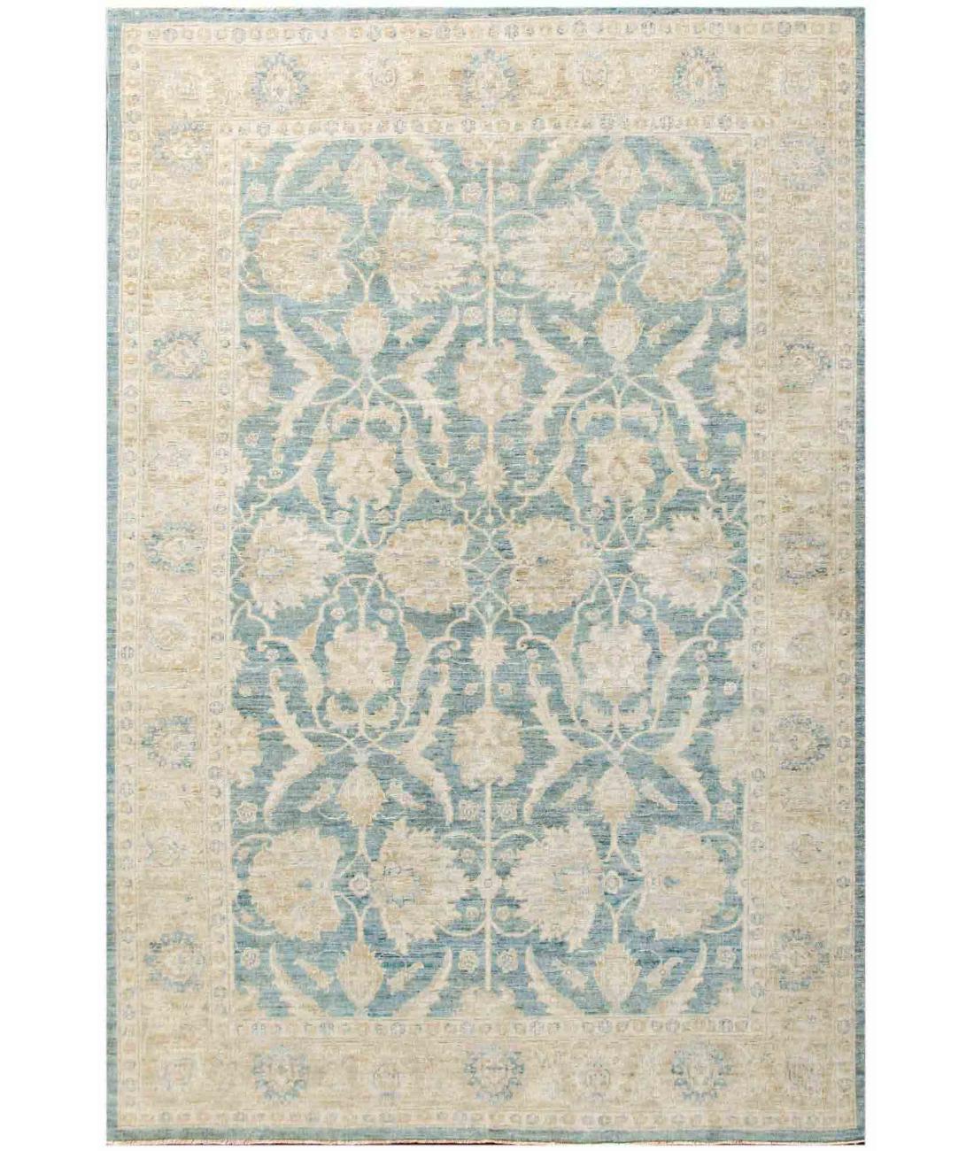 Hand Knotted Serenity Wool Rug - 6'0'' x 8'10'' 6' 0" X 8' 10" ( 183 X 269 ) / Blue / Ivory