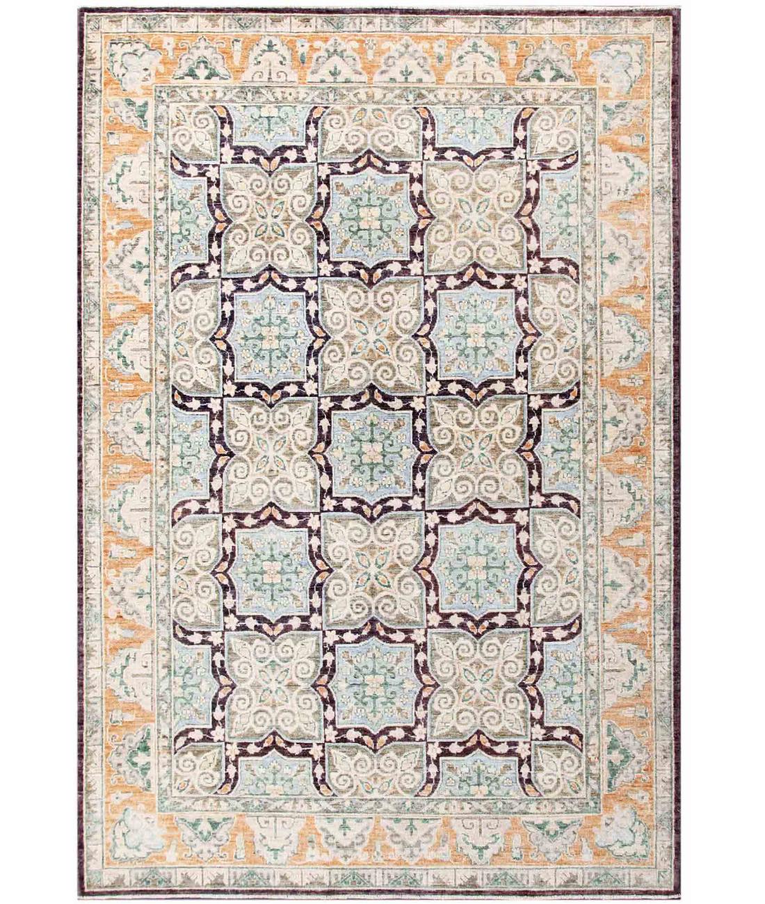 Hand Knotted Ziegler Wool Rug - 6'3'' x 9'1'' 6' 3" X 9' 1" ( 191 X 277 ) / Grey / Taupe