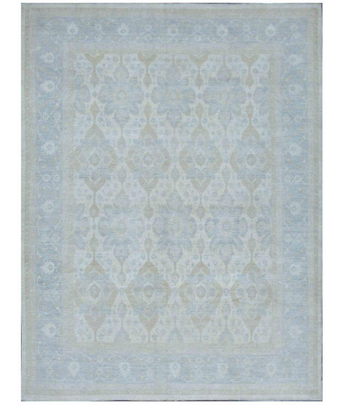 Hand Knotted Fine Serenity Wool Rug - 10'1'' x 13'0'' 10' 1" X 13' 0" ( 307 X 396 ) / Ivory / Blue