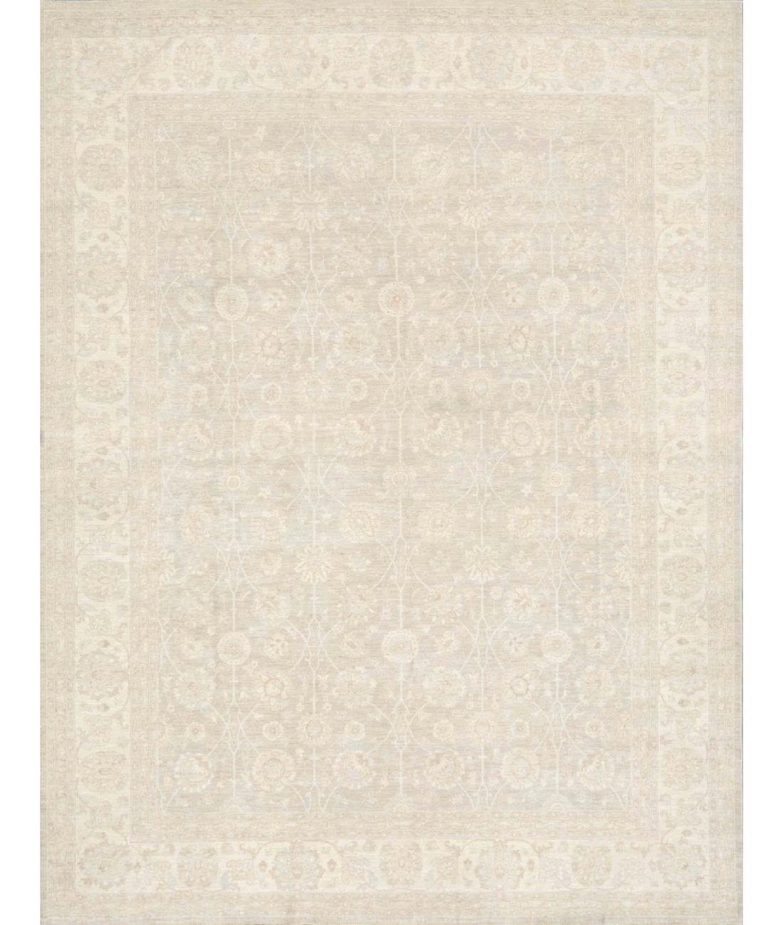 Hand Knotted Fine Serenity Wool Rug - 12'0'' x 15'8'' 12' 0" X 15' 8" ( 366 X 478 ) / Grey / Ivory