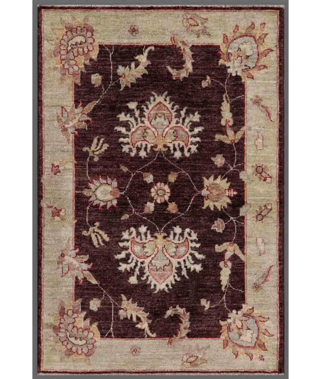 Hand Knotted Ziegler Farhan Wool Rug - 2'8'' x 3'11'' 2' 8" X 3' 11" ( 81 X 119 ) / Brown / N/A