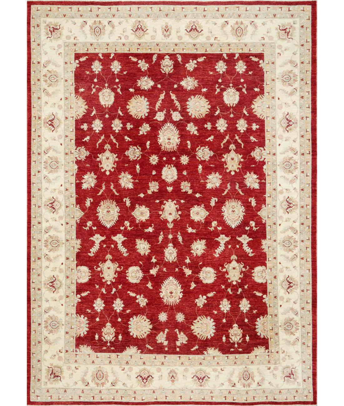 Hand Knotted Ziegler Farhan Wool Rug - 9'10'' x 13'8'' 9' 10" X 13' 8" ( 300 X 417 ) / Red / Ivory