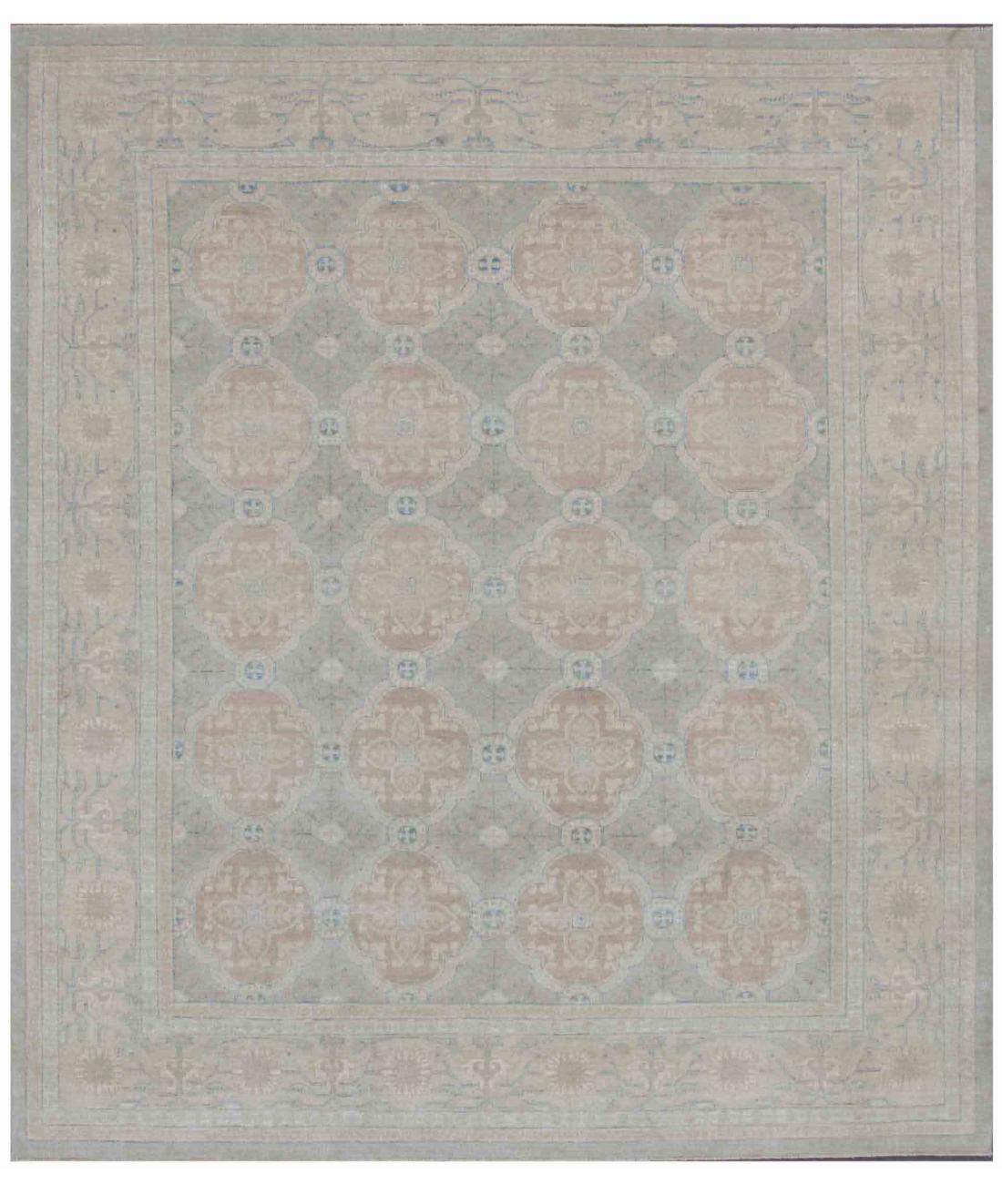 Hand Knotted Fine Serenity Wool Rug - 8'0'' x 9'0'' 8' 0" X 9' 0" ( 244 X 274 ) / Grey / Ivory