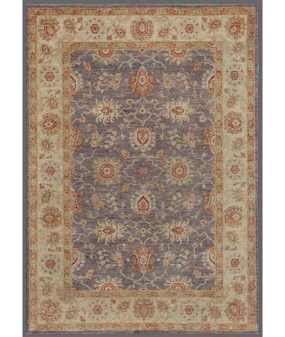 Hand Knotted Ziegler Farhan Wool Rug - 5'8'' x 7'9'' 5' 8" X 7' 9" ( 173 X 236 ) / Lilac / Ivory