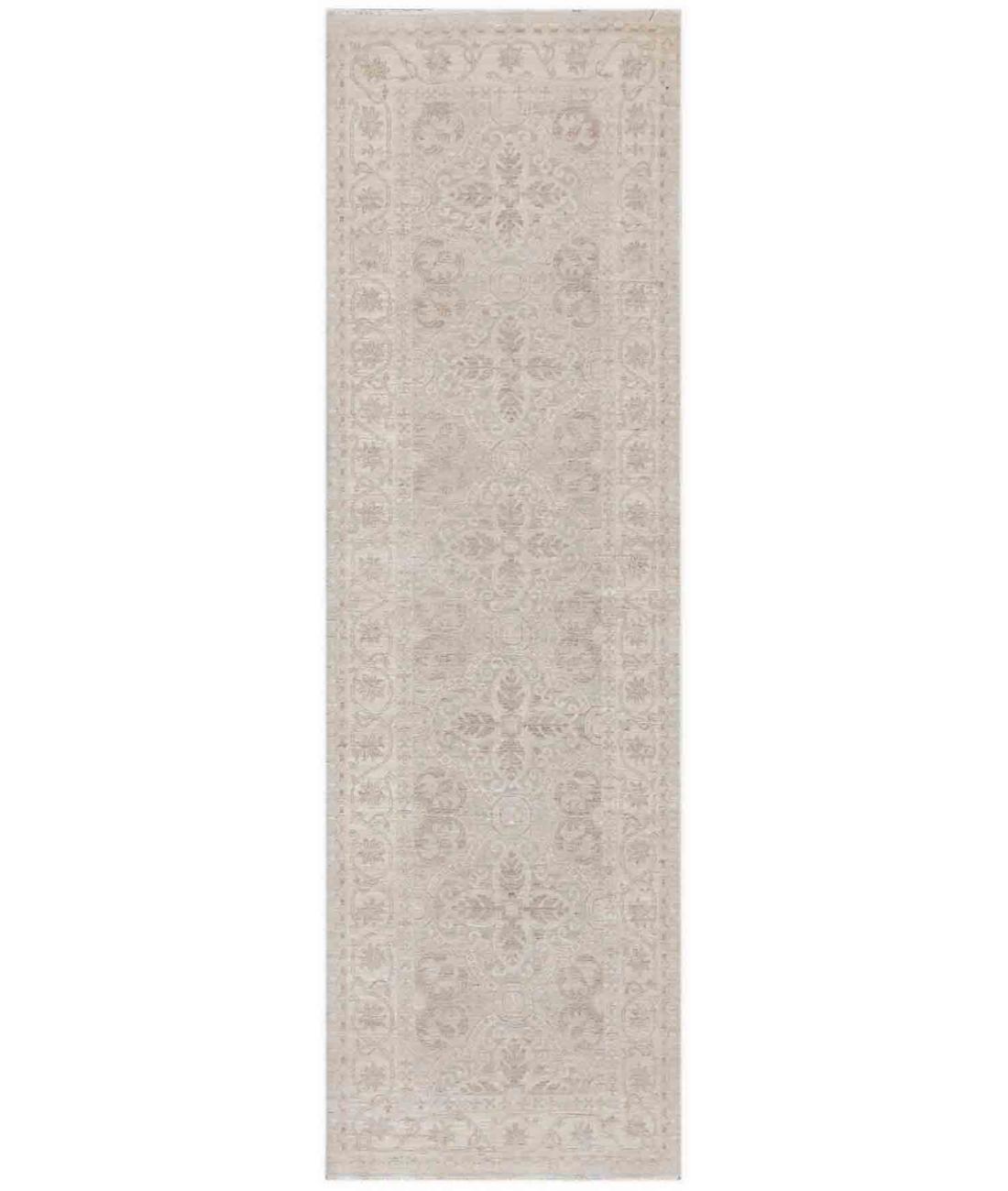 Hand Knotted Fine Serenity Wool Rug - 3'0'' x 10'0'' 3' 0" X 10' 0" ( 91 X 305 ) / Teal / Ivory