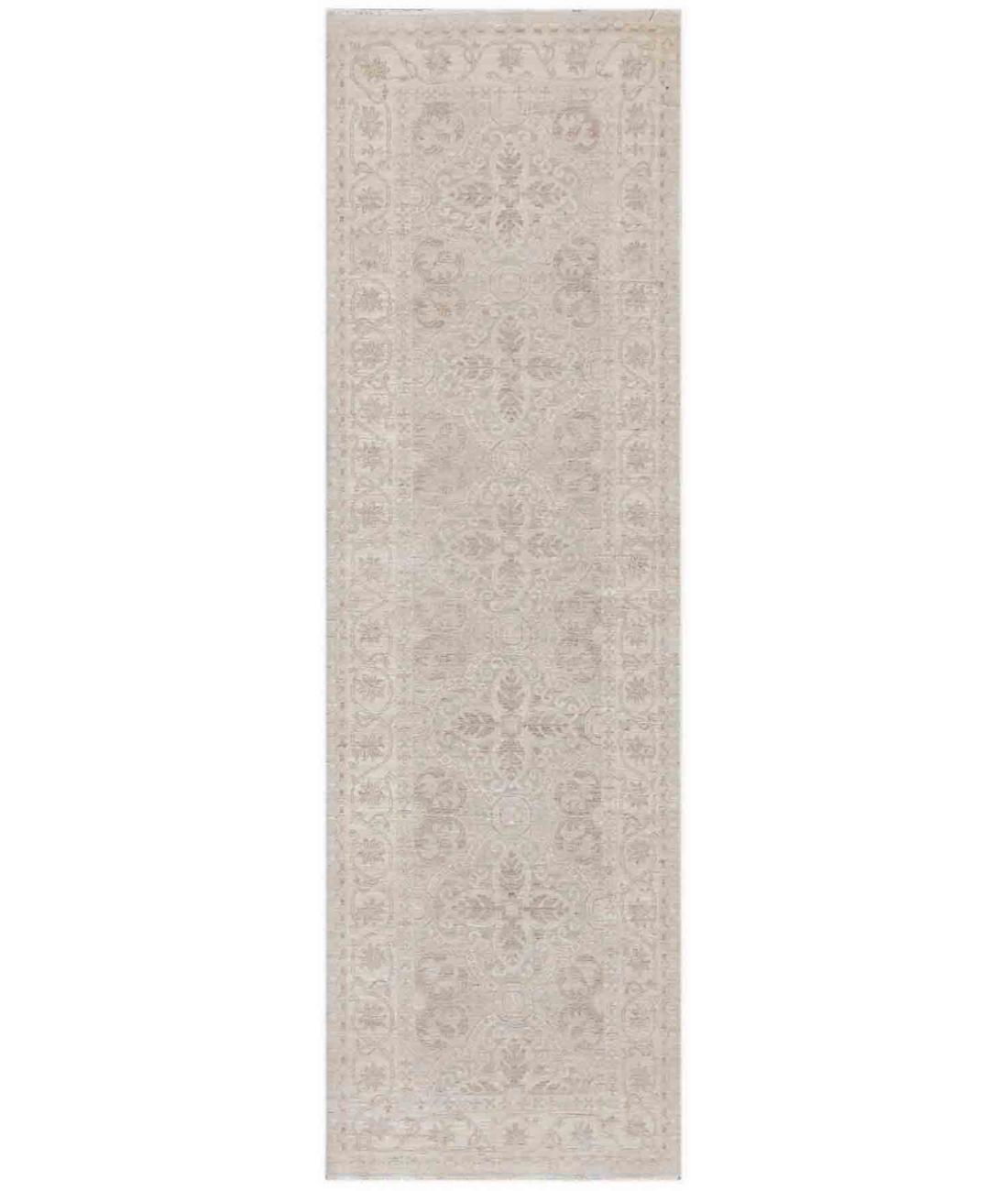 Hand Knotted Fine Serenity Wool Rug - 3'0'' x 10'0'' 3' 0" X 10' 0" ( 91 X 305 ) / Teal / Ivory