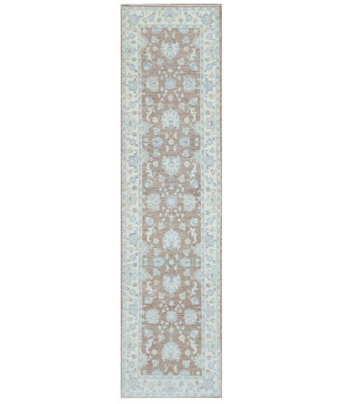Hand Knotted Serenity Wool Rug - 2'9'' x 10'0'' 2' 9" X 10' 0" ( 84 X 305 ) / Brown / Ivory