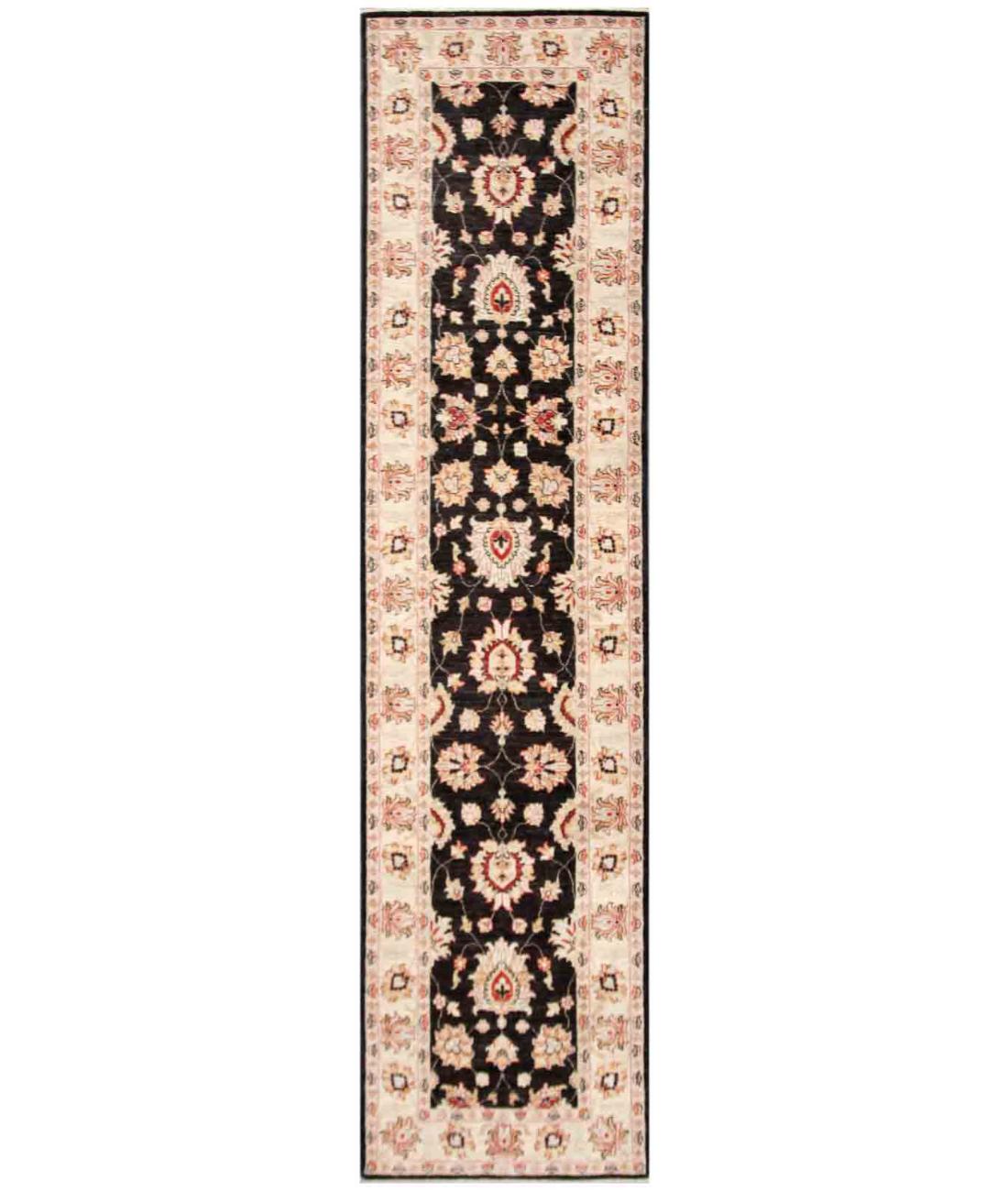 Hand Knotted Ziegler Farhan Wool Rug - 2'6'' x 10'3'' 2' 6" X 10' 3" ( 76 X 312 ) / Black / Ivory