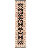 Hand Knotted Ziegler Farhan Wool Rug - 2'6'' x 10'3'' 2' 6" X 10' 3" ( 76 X 312 ) / Black / Ivory