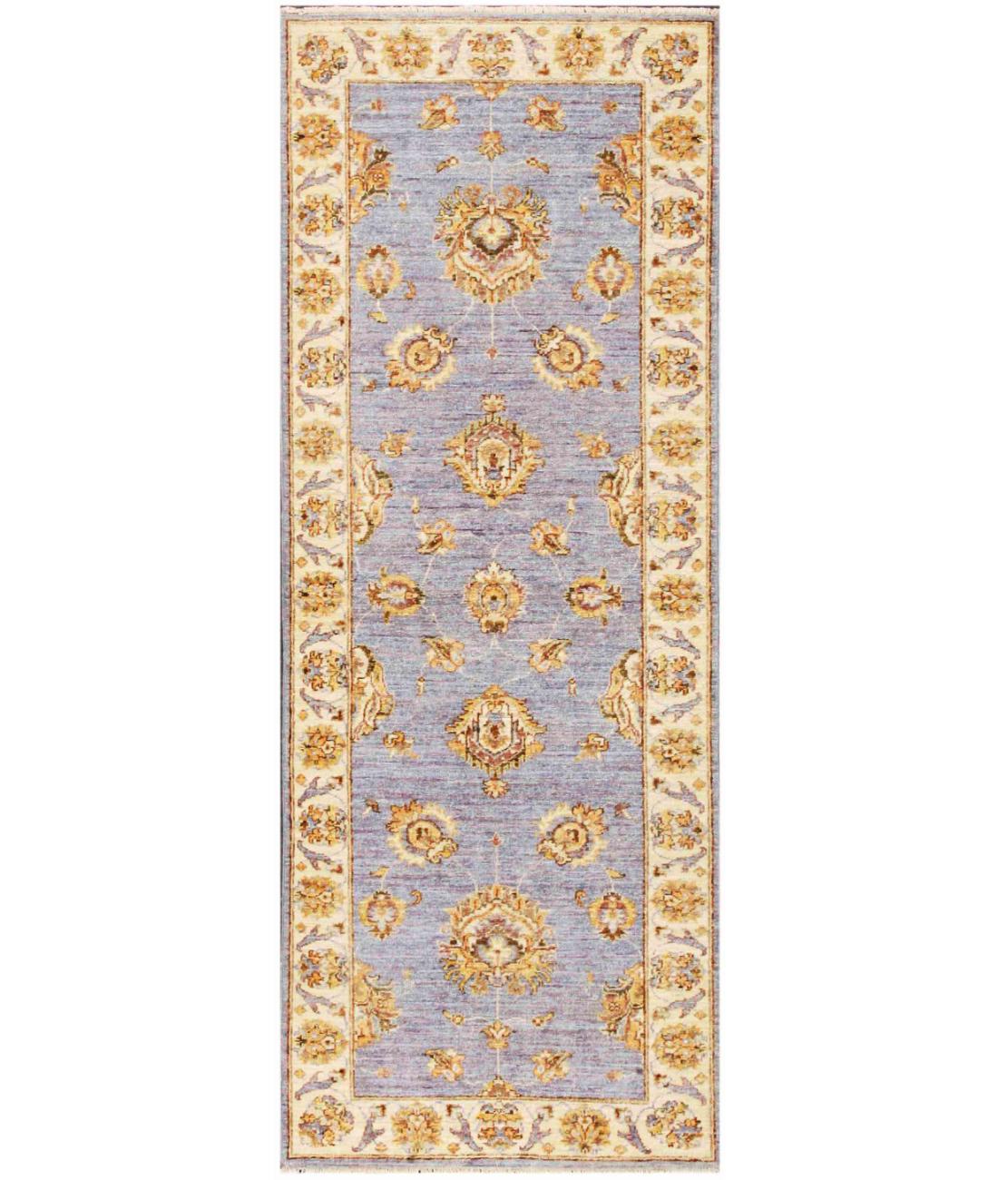 Hand Knotted Fine Serenity Wool Rug - 3'0'' x 10'0'' 3' 0" X 10' 0" ( 91 X 305 ) / Green / Ivory