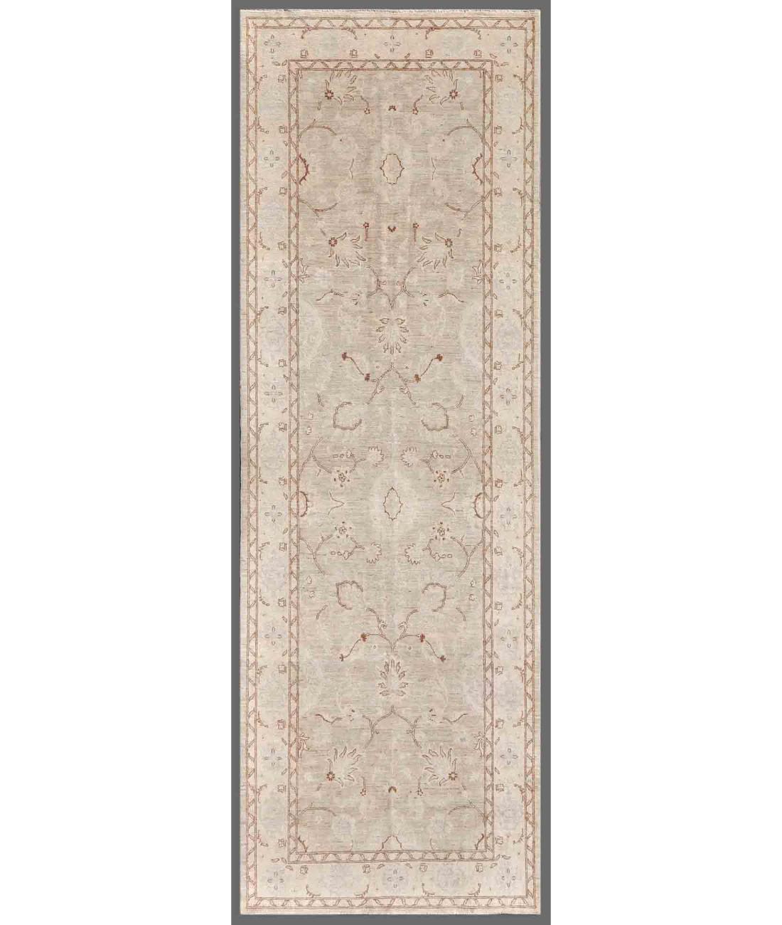 Hand Knotted Fine Serenity Wool Rug - 4'3'' x 12'6'' 4' 3" X 12' 6" ( 130 X 381 ) / Green / Ivory