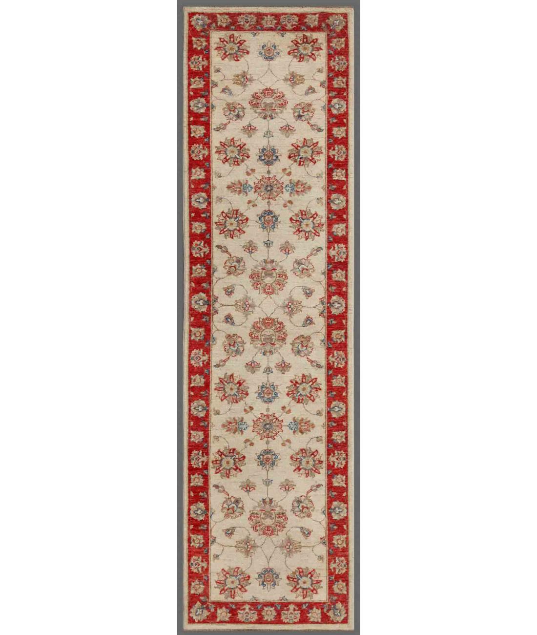 Hand Knotted Ziegler Farhan Wool Rug - 2'8'' x 9'9'' 2' 8" X 9' 9" ( 81 X 297 ) / Ivory / Red