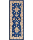 Hand Knotted Ziegler Farhan Wool Rug - 2'7'' x 7'0'' 2' 7" X 7' 0" ( 79 X 213 ) / Blue / Ivory
