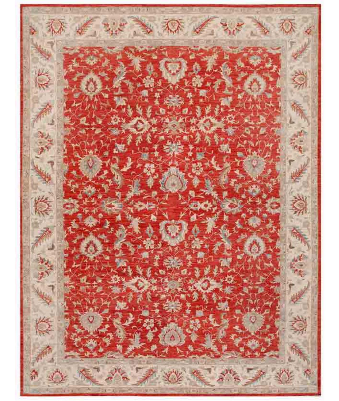 Hand Knotted Ziegler Farhan Wool Rug - 14'1'' x 18'8'' 14' 1" X 18' 8" ( 429 X 569 ) / Red / Ivory