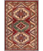Hand Knotted Royal Kazak Wool Rug - 3'0'' x 4'7'' 3' 0" X 4' 7" ( 91 X 140 ) / Red / Ivory