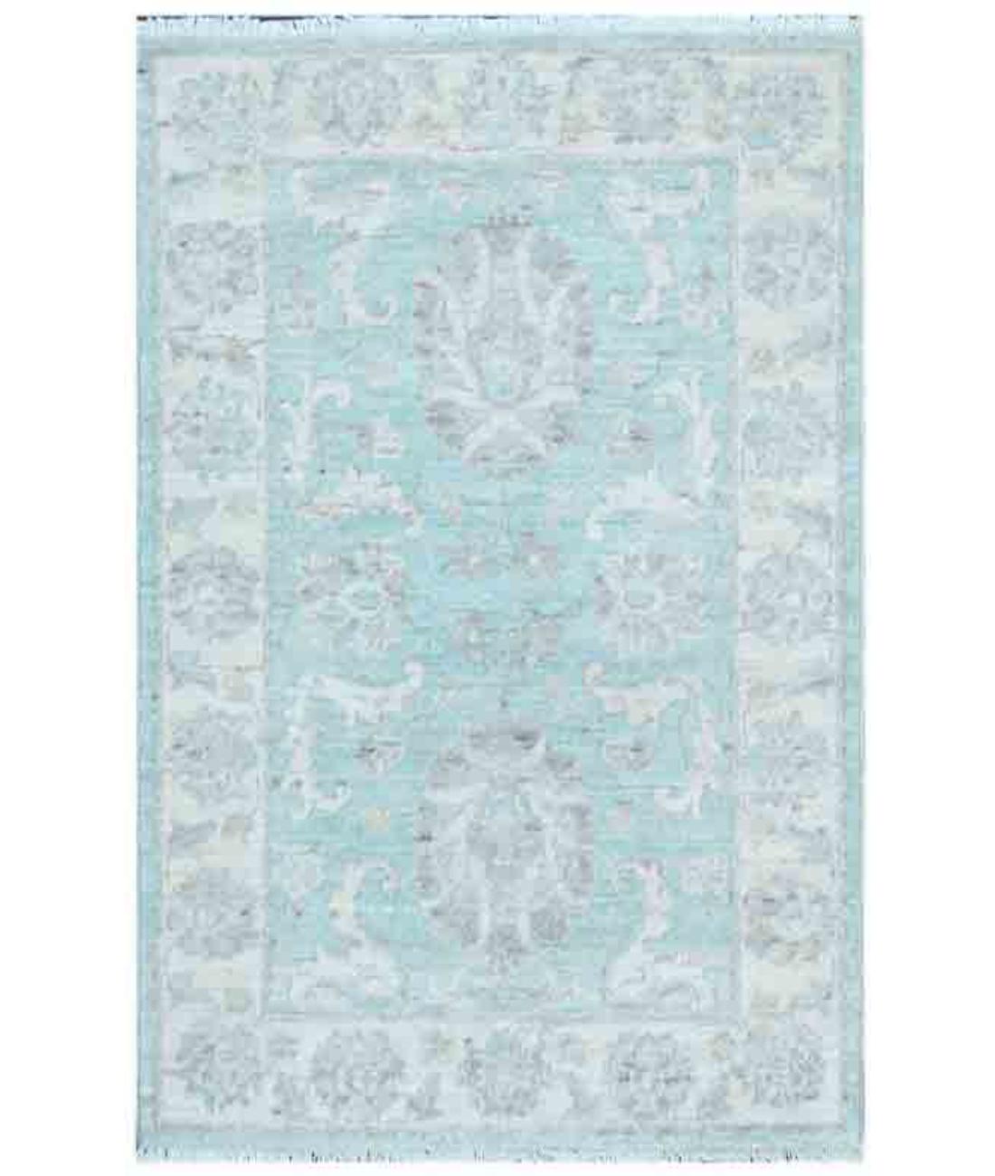 Hand Knotted Serenity Wool Rug - 2'2'' x 3'2'' 2' 2" X 3' 2" ( 66 X 97 ) / Teal / Ivory