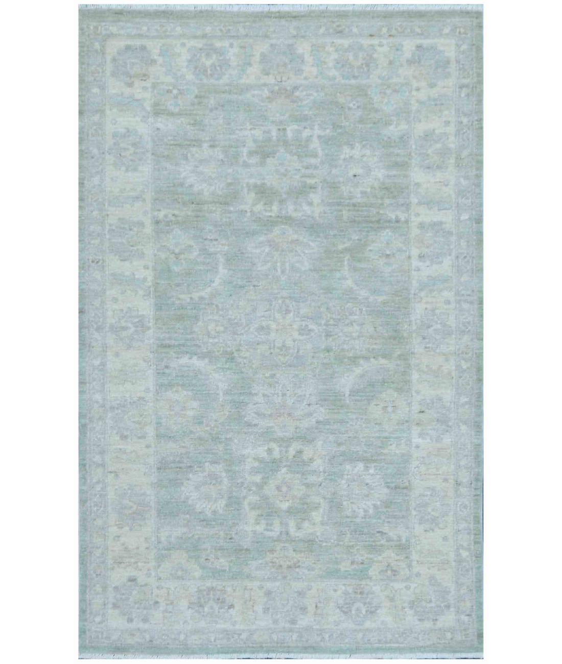 Hand Knotted Serenity Wool Rug - 3'1'' x 5'0'' 3' 1" X 5' 0" ( 94 X 152 ) / Green / Ivory