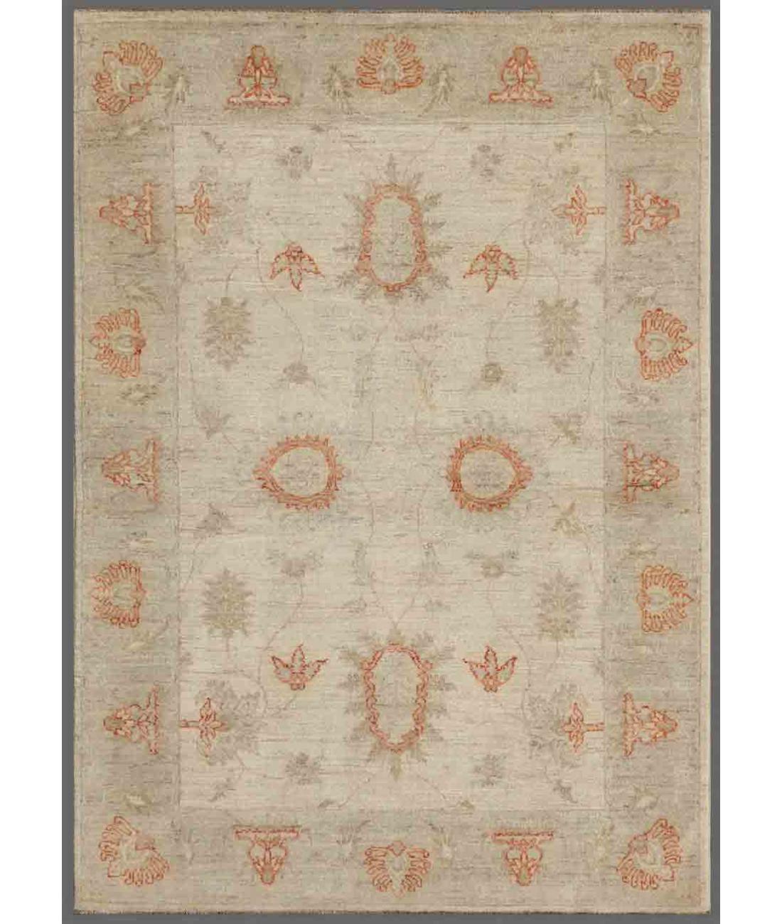 Hand Knotted Serenity Wool Rug - 4'1'' x 5'9'' 4' 1" X 5' 9" ( 124 X 175 ) / Ivory / Grey