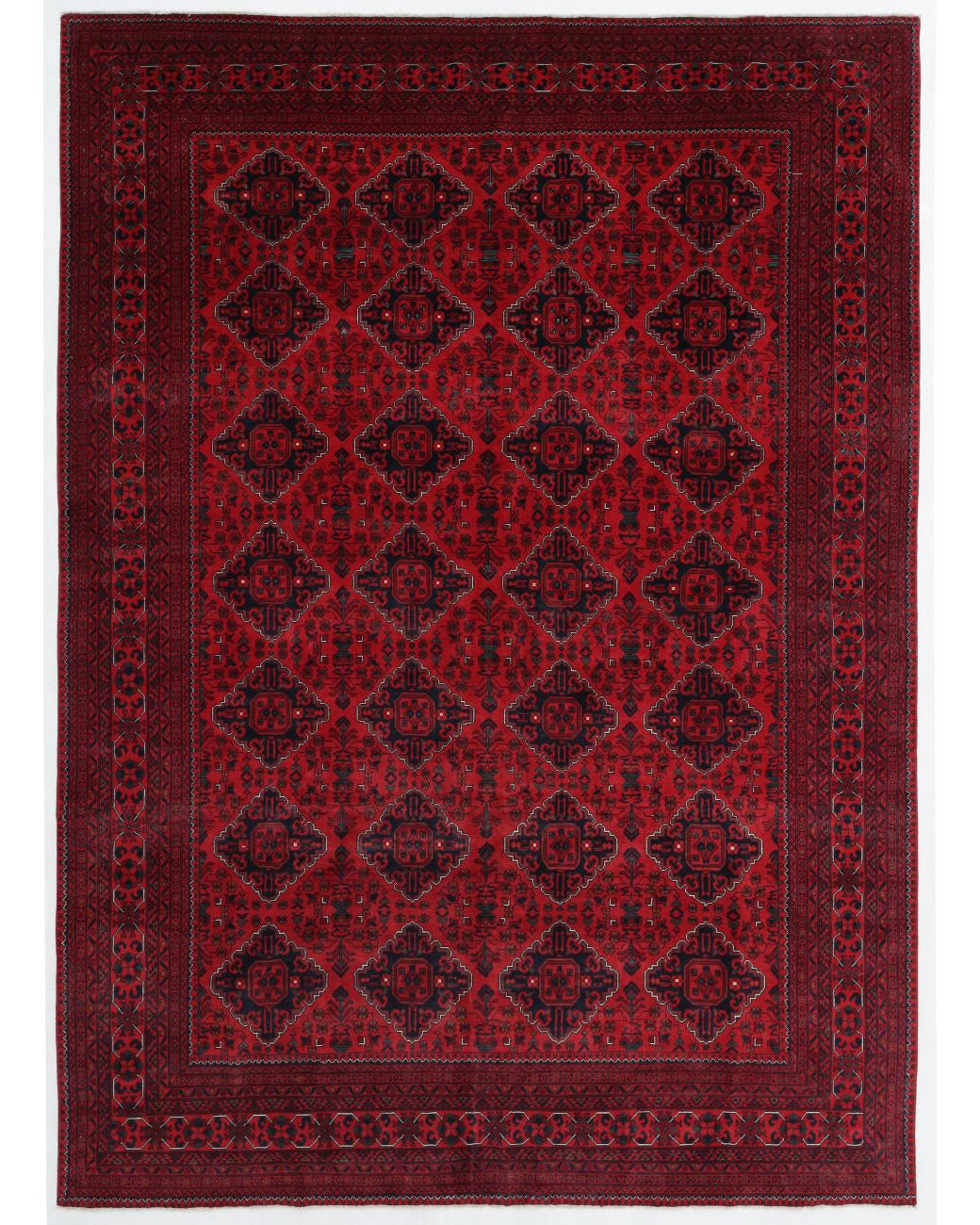 Hand Knotted Afghan Khamyab Wool Rug - 8'2'' x 11'3'' 8' 2" X 11' 3" ( 249 X 343 ) / Red / Red