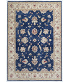 Hand Knotted Ziegler Farhan Wool Rug - 5'6'' x 8'0'' 5' 6" X 8' 0" ( 168 X 244 ) / Blue / Ivory