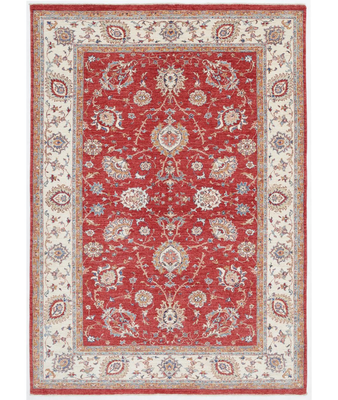Hand Knotted Ziegler Farhan Wool Rug - 5'8'' x 8'0'' 5' 8" X 8' 0" ( 173 X 244 ) / Red / Ivory