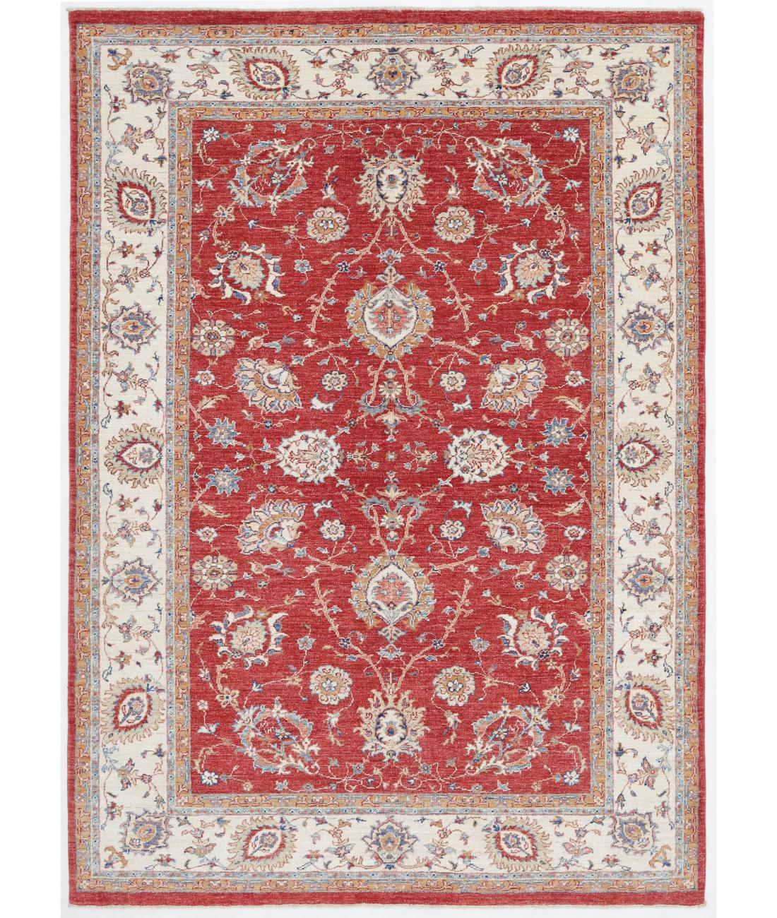 Hand Knotted Ziegler Farhan Wool Rug - 5'8'' x 8'0'' 5' 8" X 8' 0" ( 173 X 244 ) / Red / Ivory